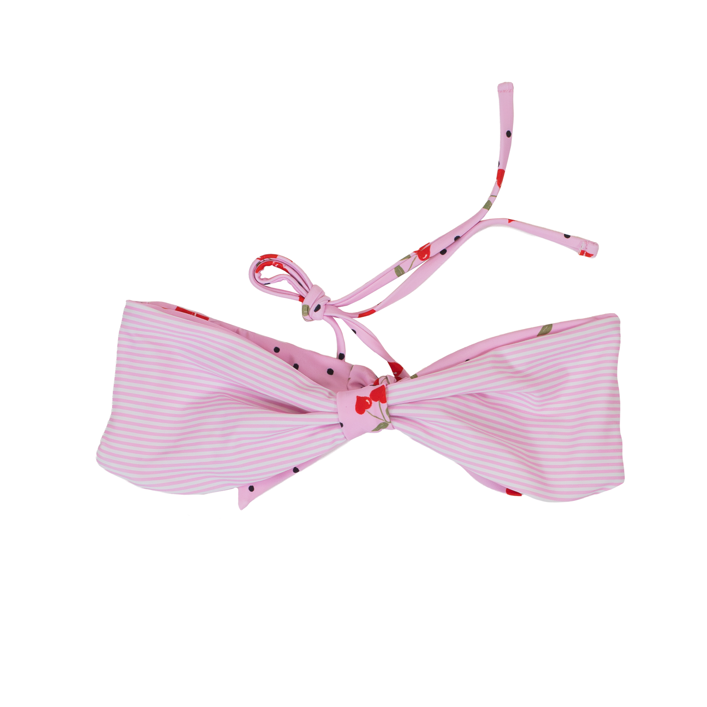 Knot Yours Reversible Bandeau Top (Pin Stripe/Cherry)